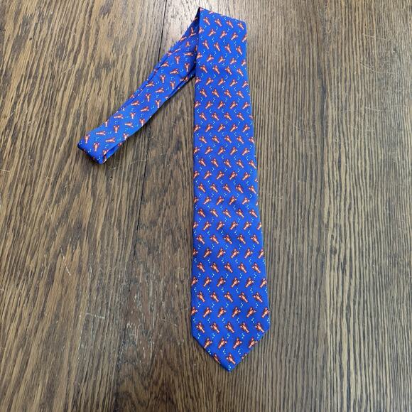 Tom James Silk Tie Blue with Lobsters Ocean Novelty Preppy Father's Day Made USA - Picture 4 of 9